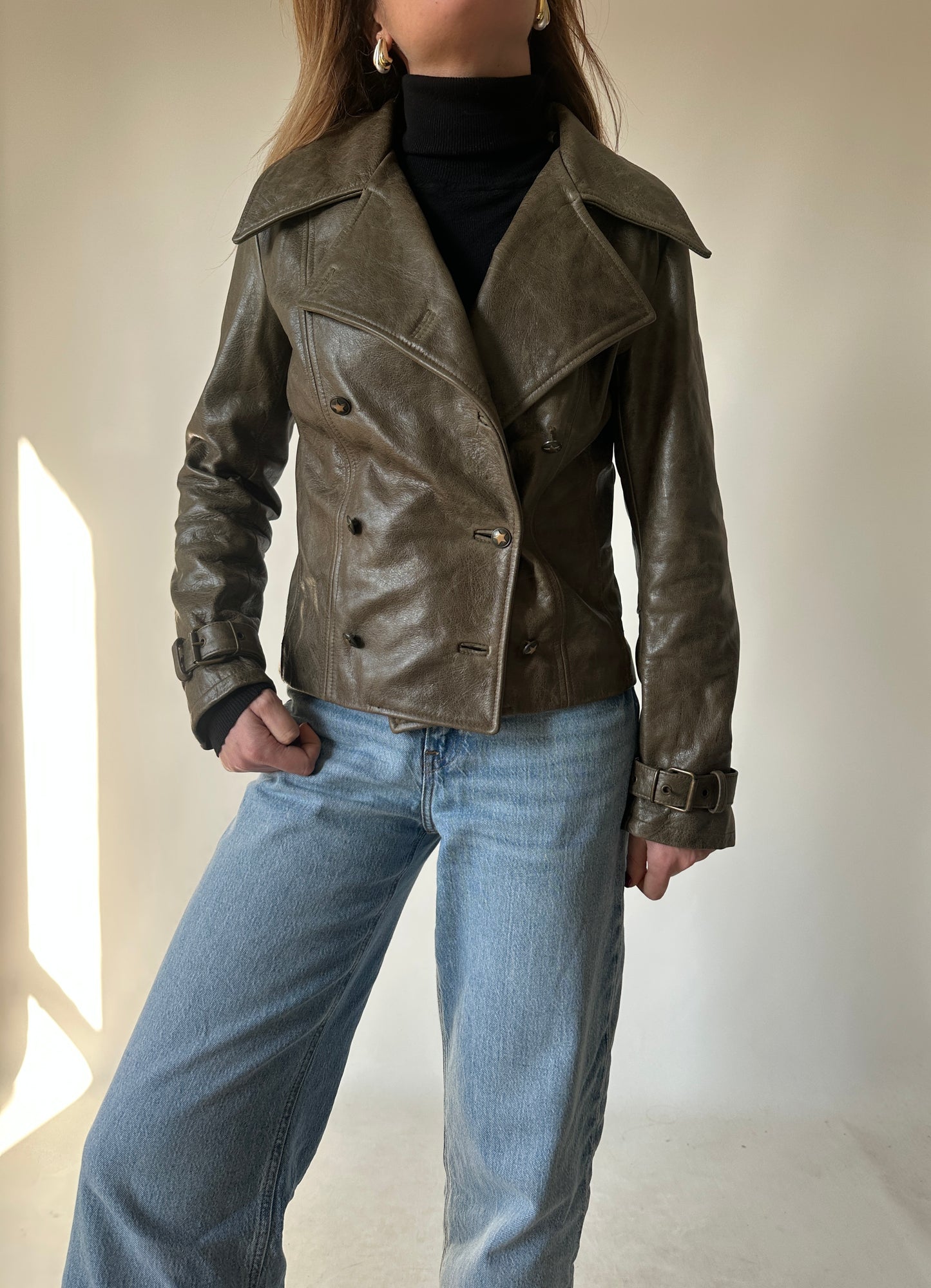 Giacca in pelle verdone