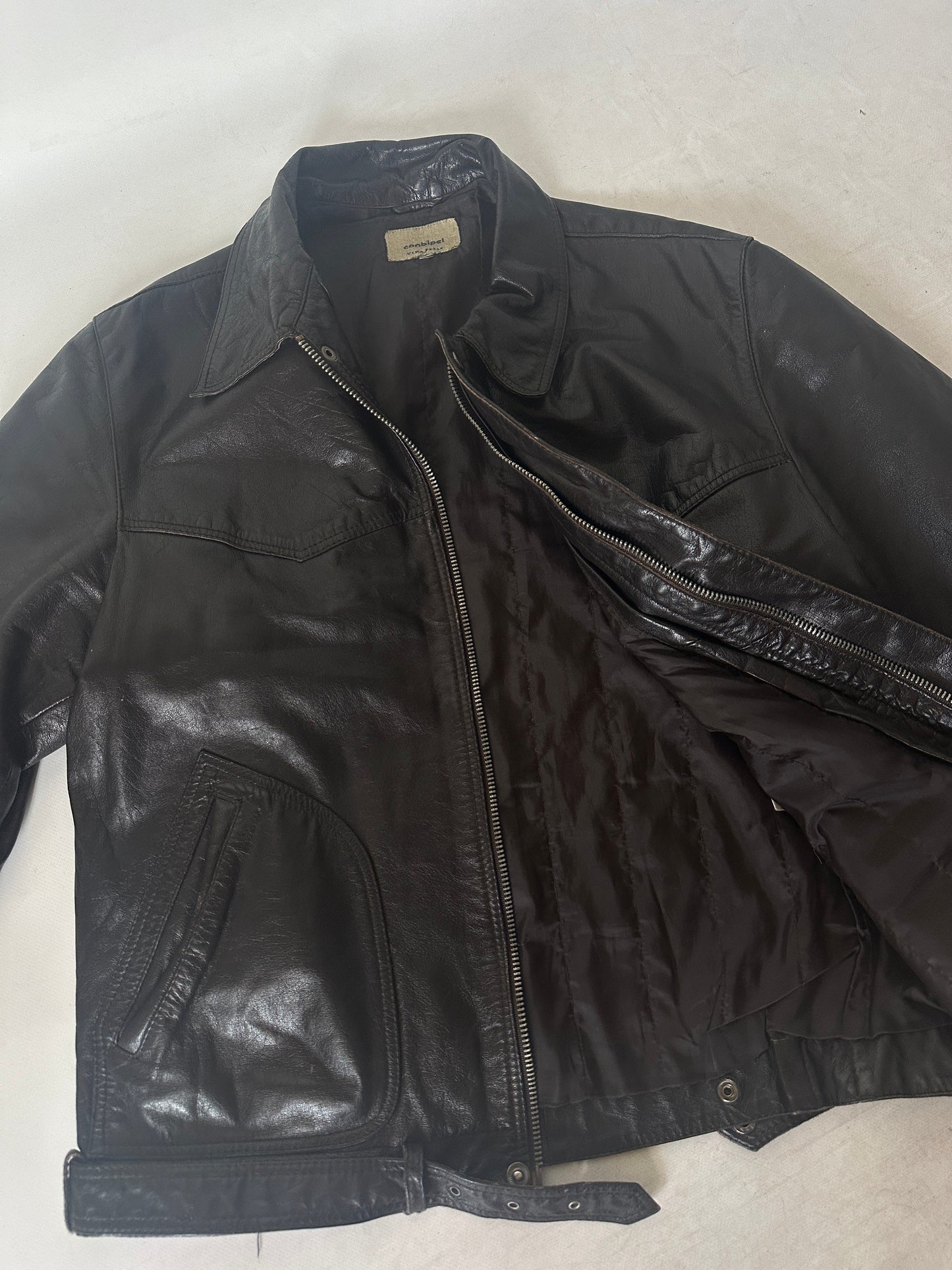 Beautiful leather dark chocolate biker
