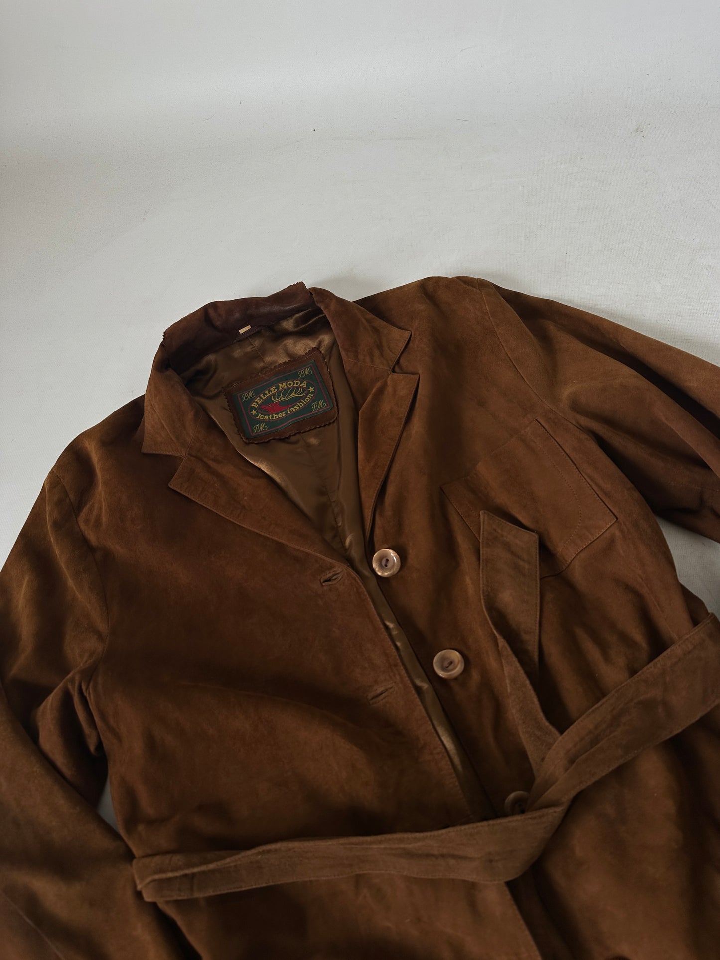 Suede petite jacket with belt