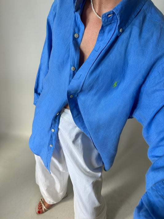 RALPH LAUREN blue linen shirt