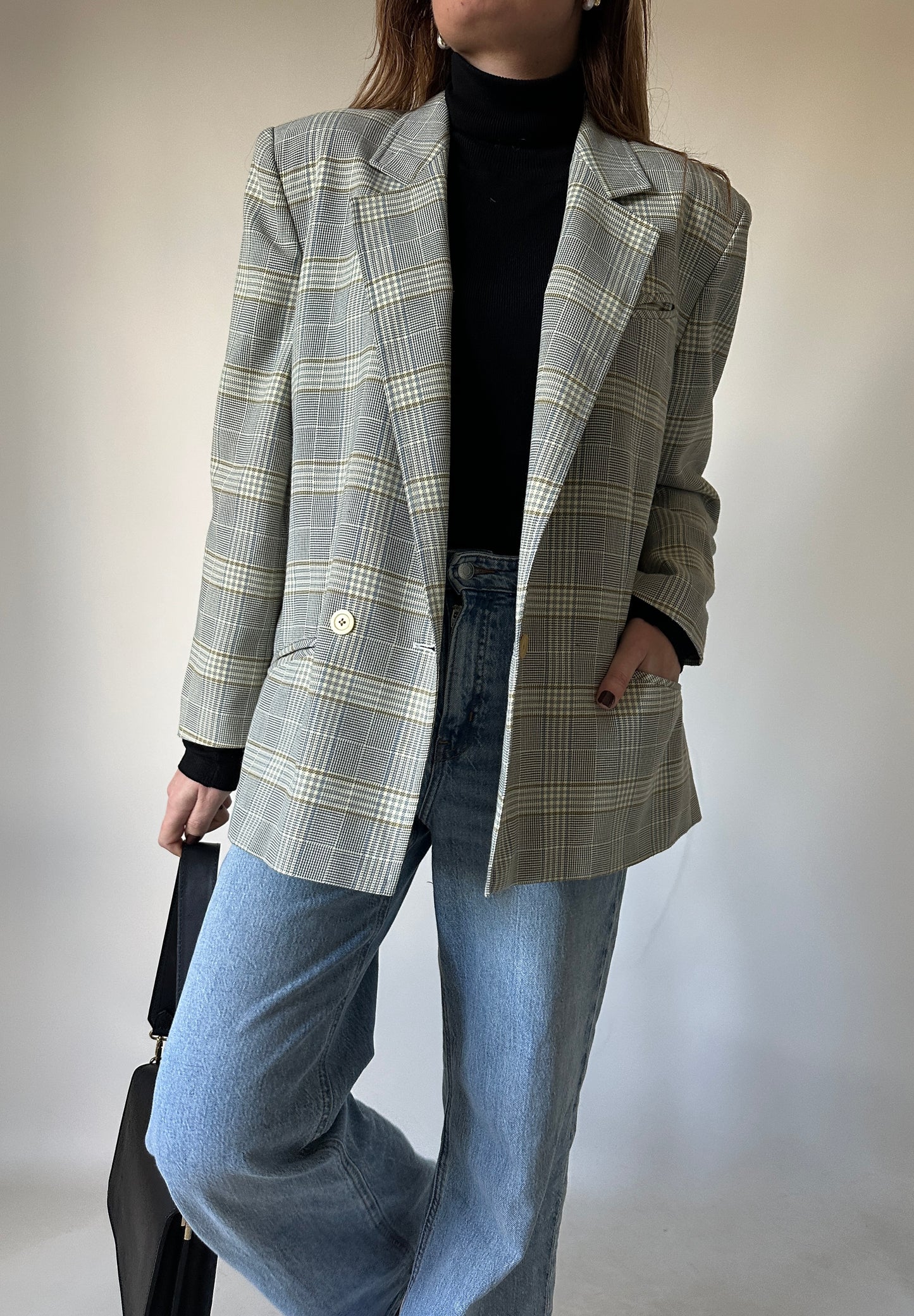 Prince of Wales grey petite blazer