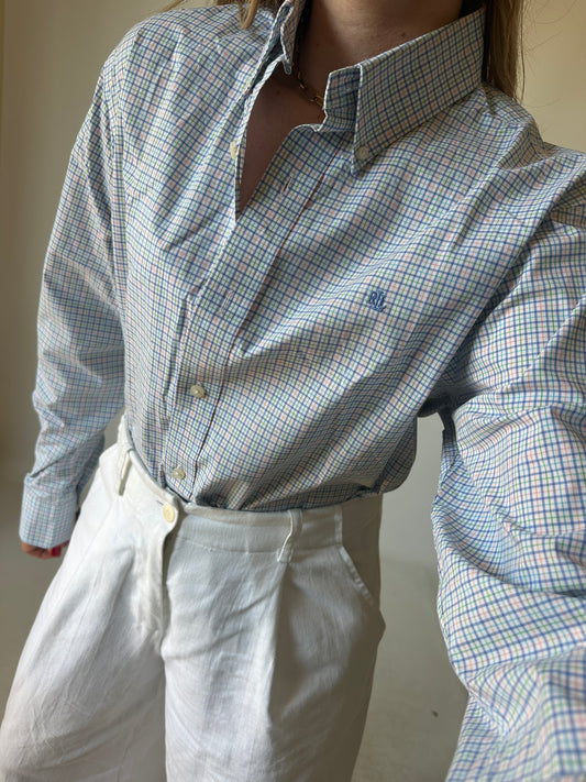 RALPH LAUREN vichy blue shirt