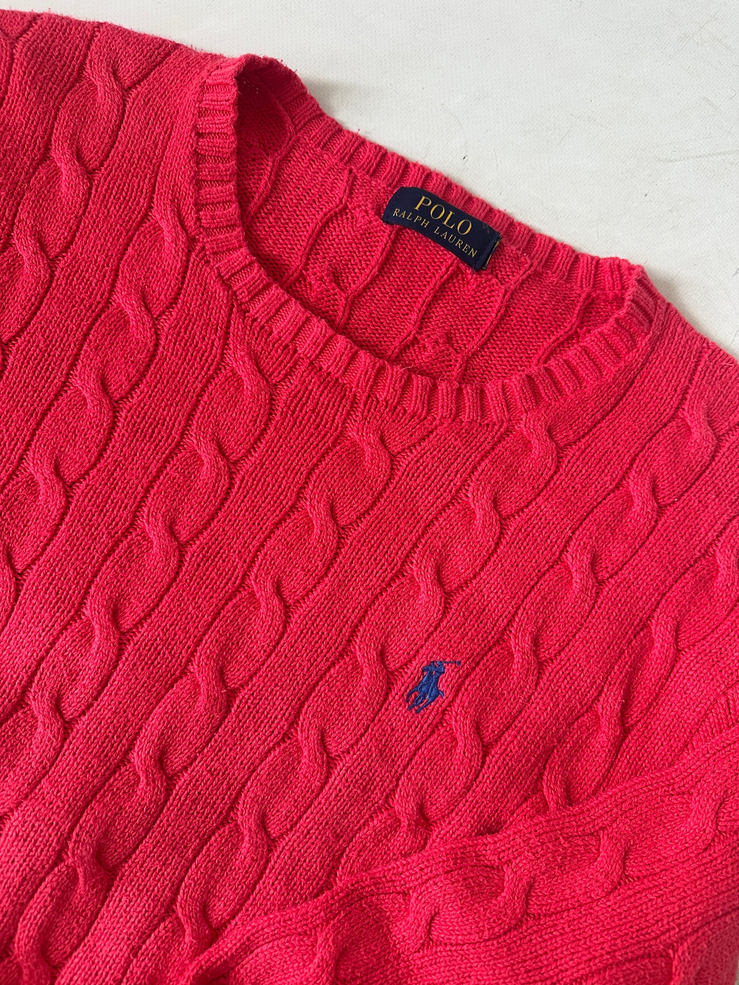 RALPH LAUREN strawberry cable-knit sweater