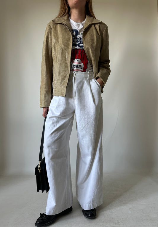 Phyton sand light leather jacket