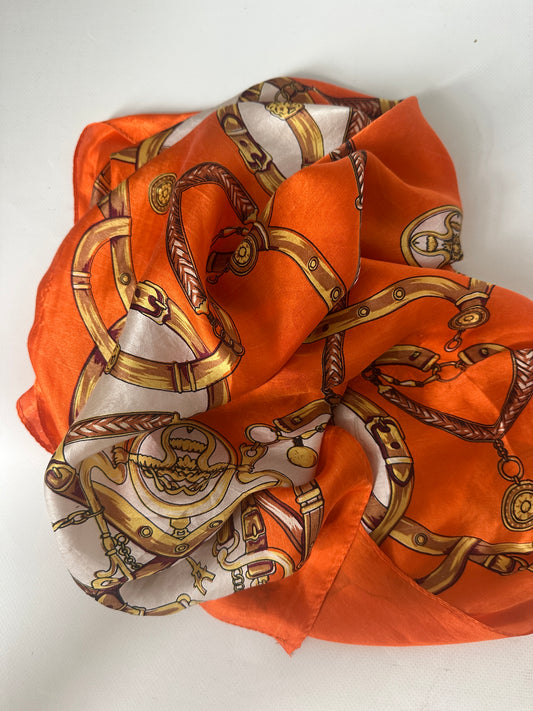 Foulard catene arancio pura seta
