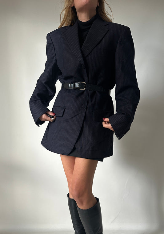 BOGGI wool navy pinstriped blazer