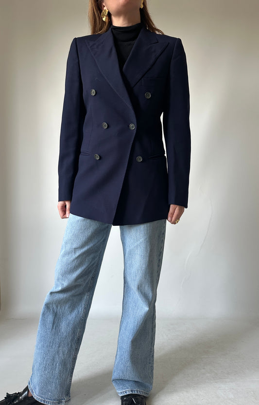 Double-breast virgin wool petite blazer