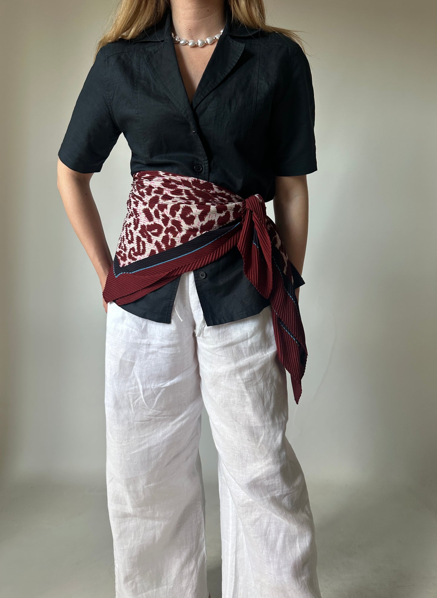 BASILE burgundy maxi scarf