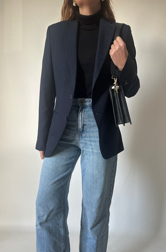 Navy pintriped petite blazer