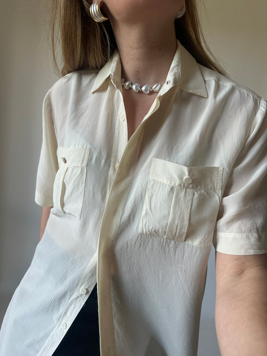 Cream pure silk shirt