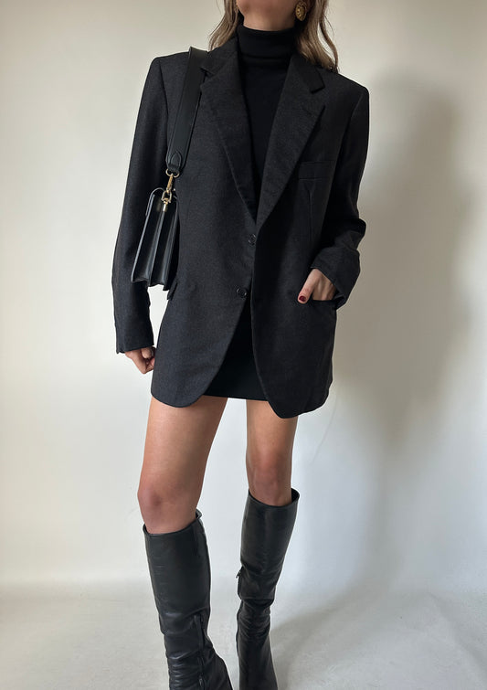 Minimal wool dark grey blazer