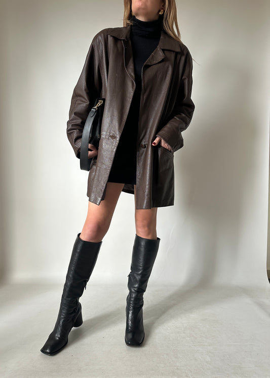 Dark chocolate real leather jacket