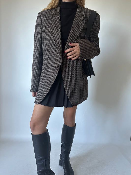 Pied de poule virgin wool brown blazer