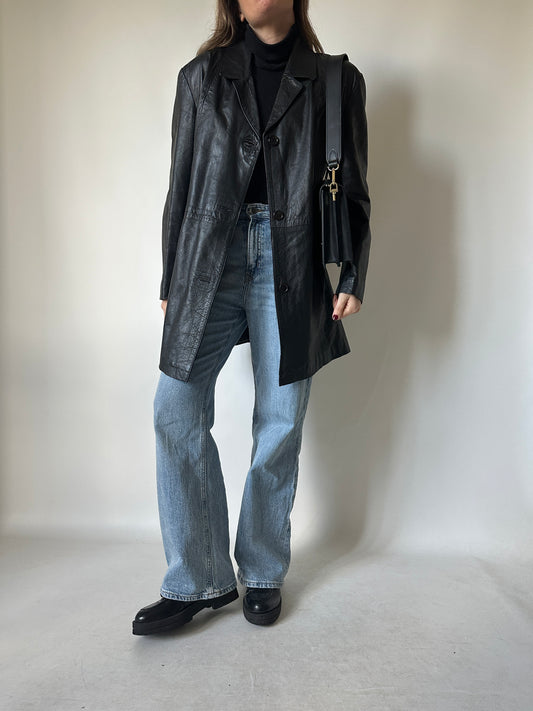 Giacca minimal in pelle trapuntata