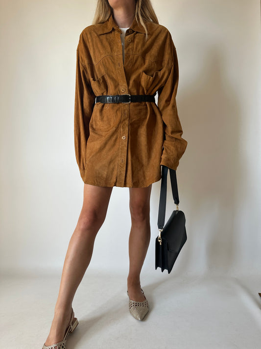 Suede shirt dress