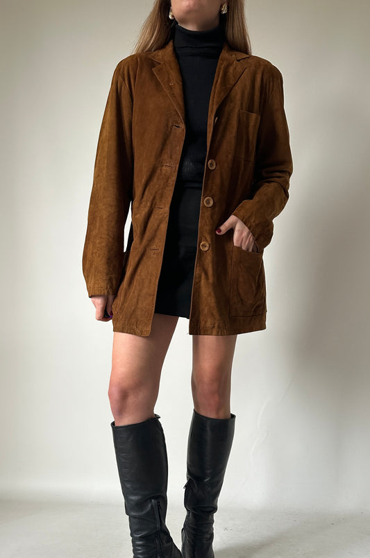 Suede petite jacket with belt