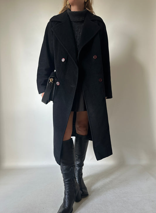 100% virgin wool black petite coat