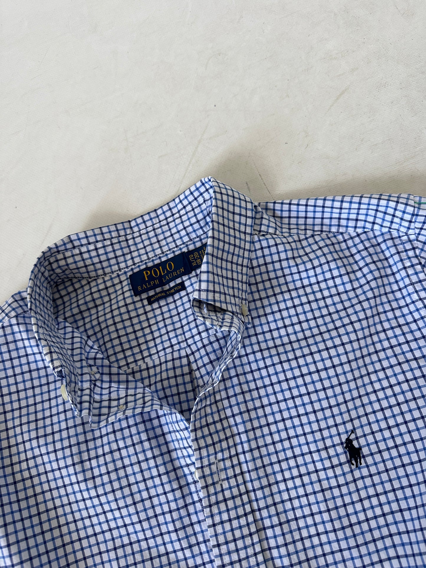 RALPH LAUREN vichy blue shirt - nuova