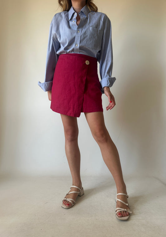Strawberry pure linen mini skirt