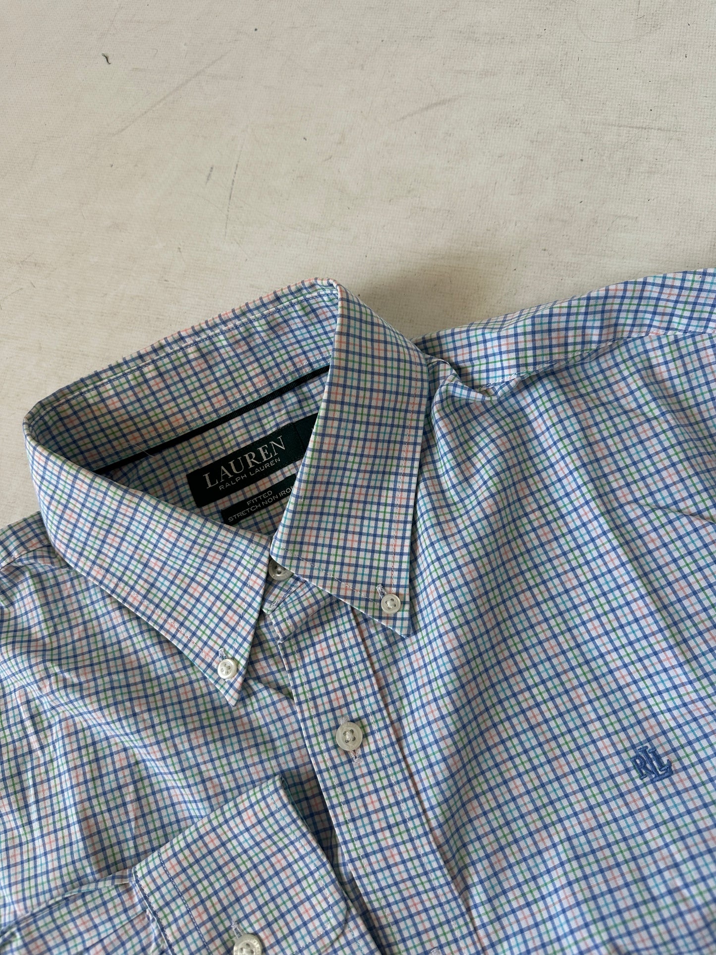 RALPH LAUREN vichy blue shirt