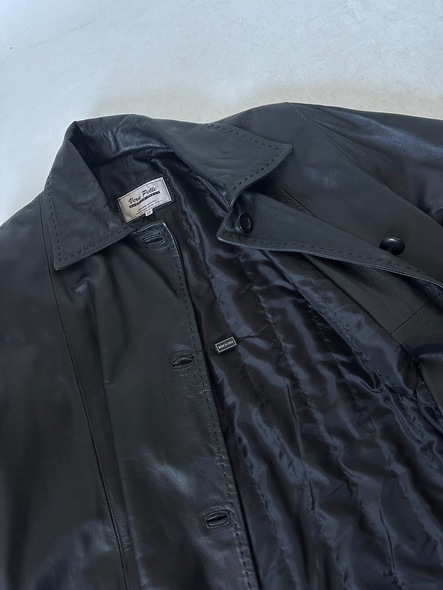 Extra long leather coat - new deadstock