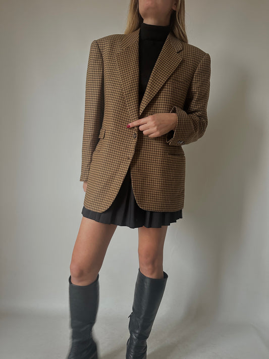 Pied de poule wool blazer coat