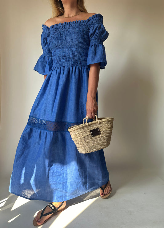 Abito Isabelle in lino - blu