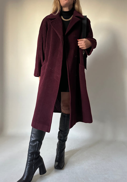 Burgundy wool and cachemire coat