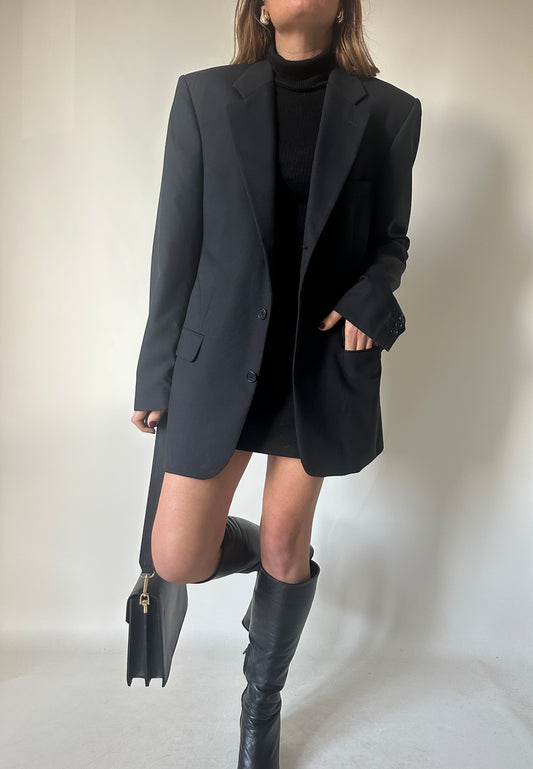 Minimal black wool blazer