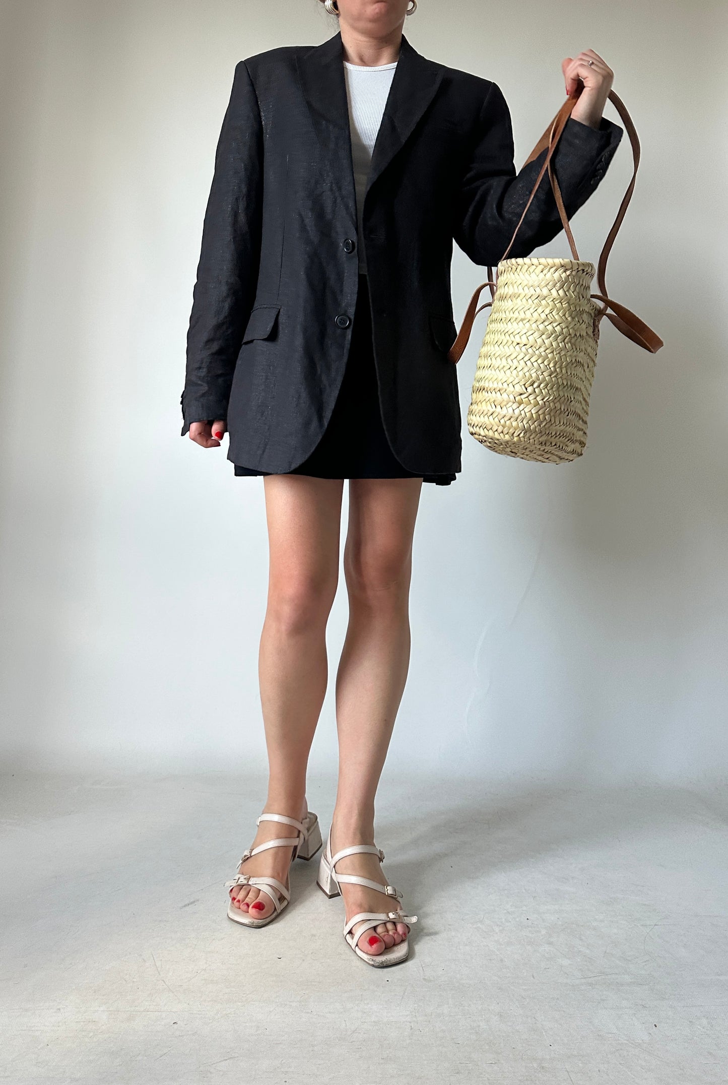 Blazer in puro lino nero
