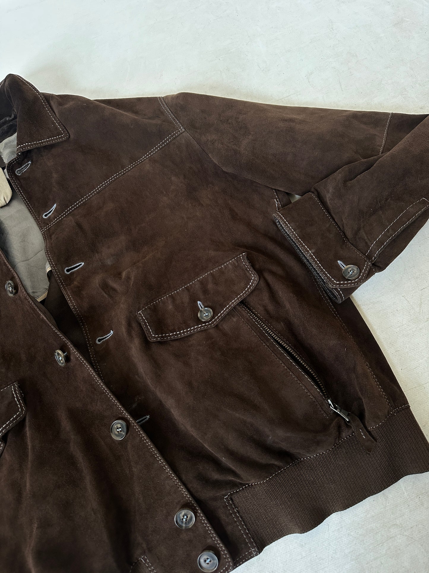 Chocolate petite suede bomber