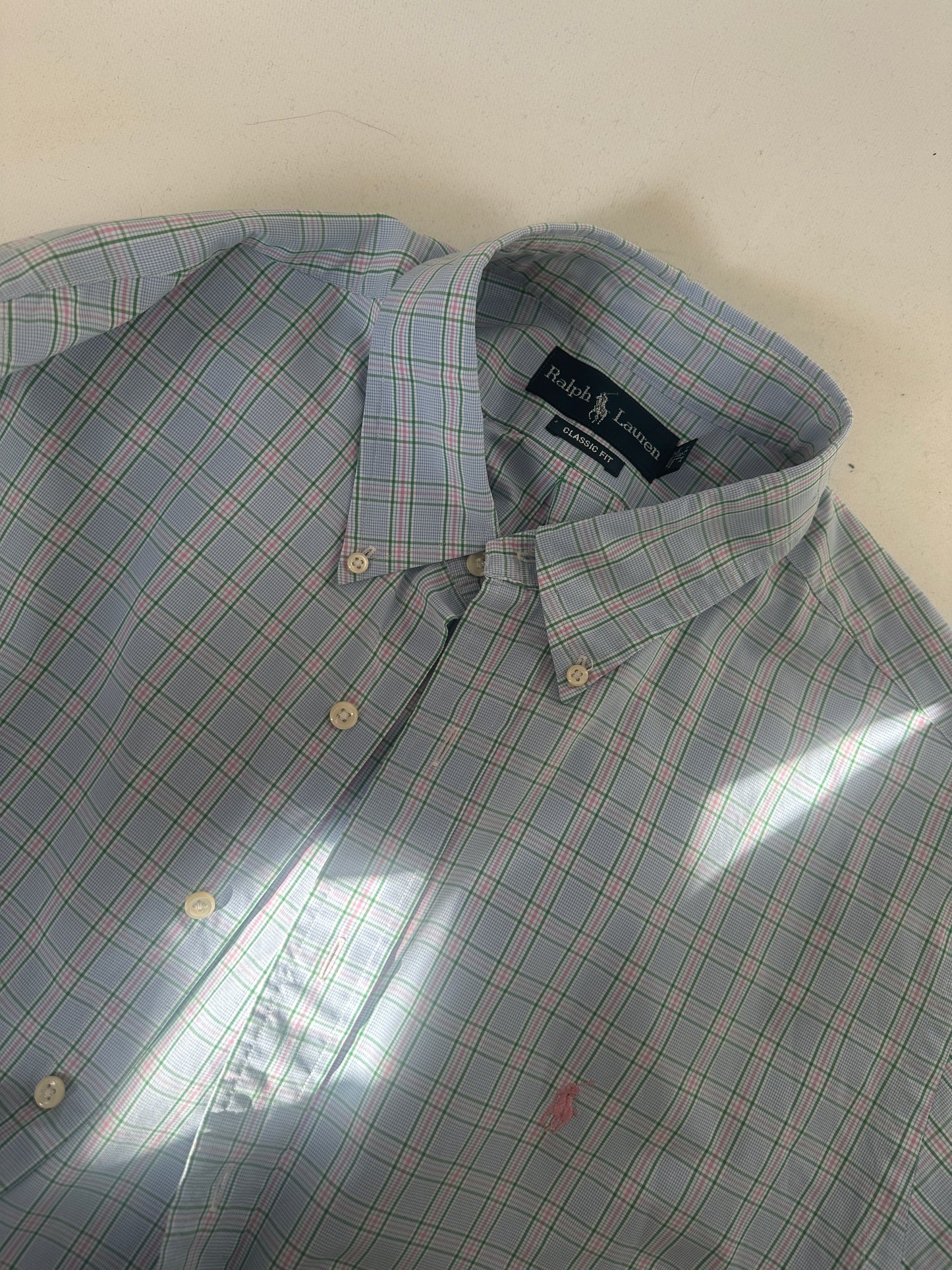 RALPH LAUREN pink and blue shirt