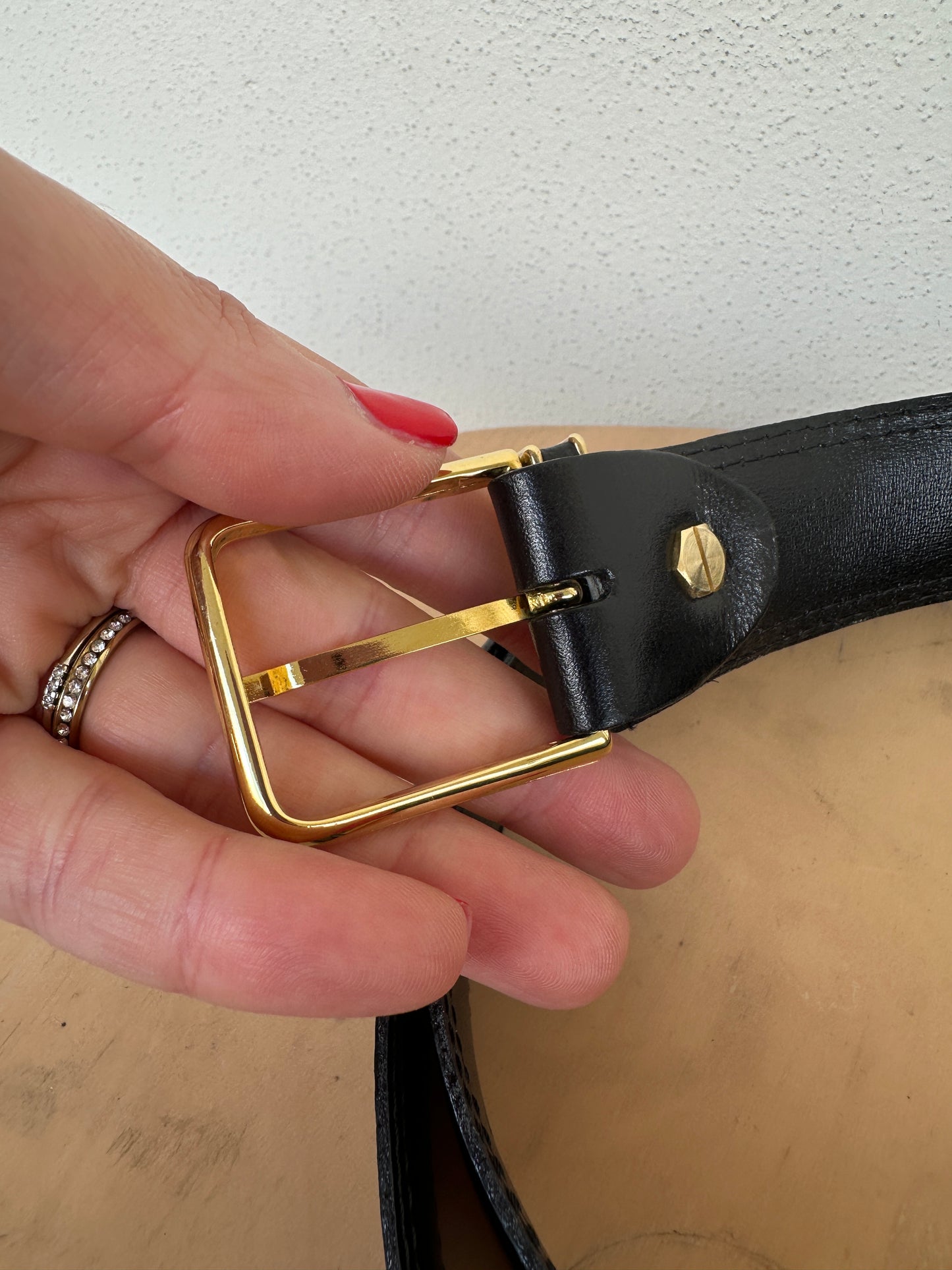 Minimal black leather belt