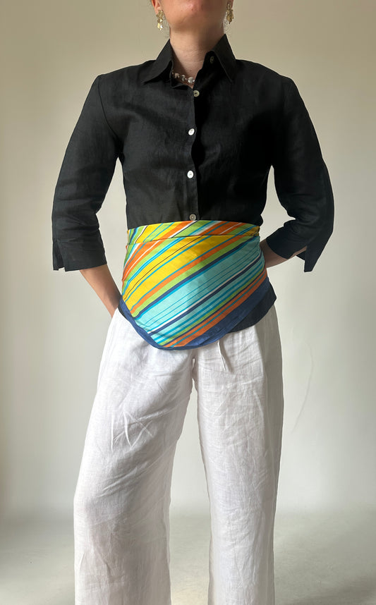 Foulard righe multicolor pura seta