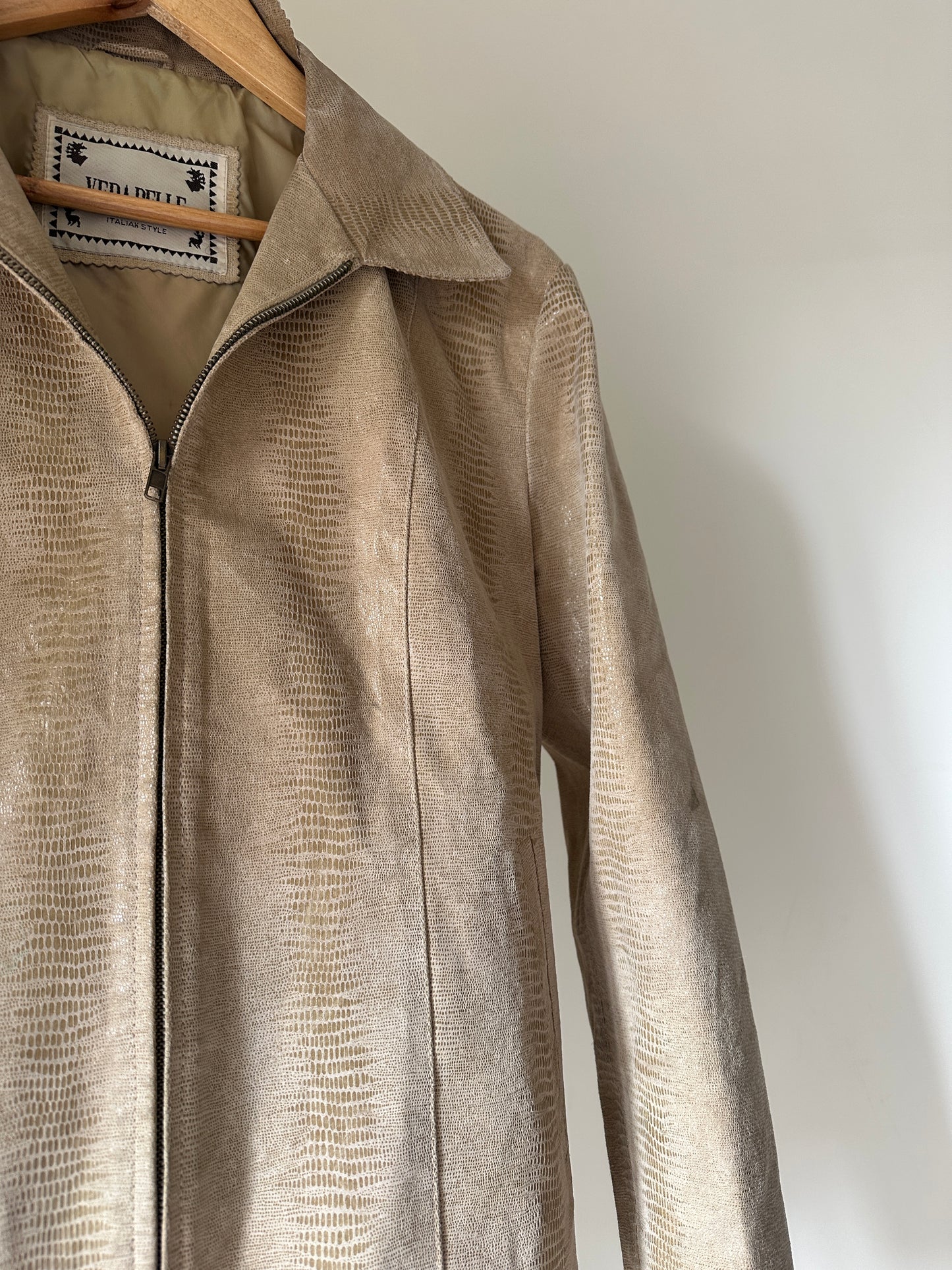 Phyton sand light leather jacket