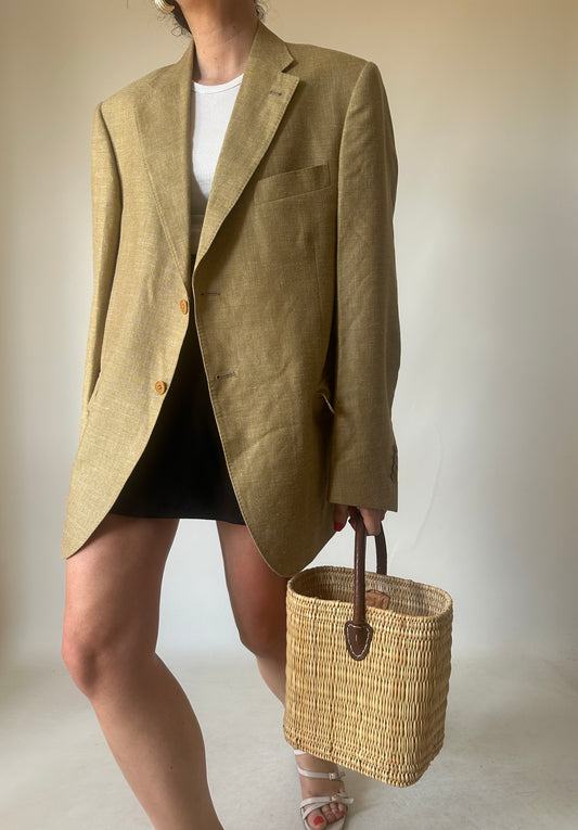 Blazer over in puro lino beige