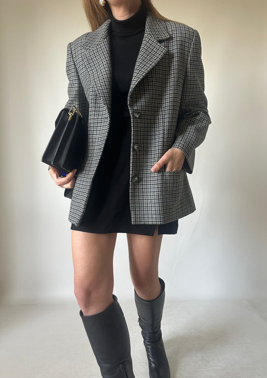 Pied de poule grey wool blazer