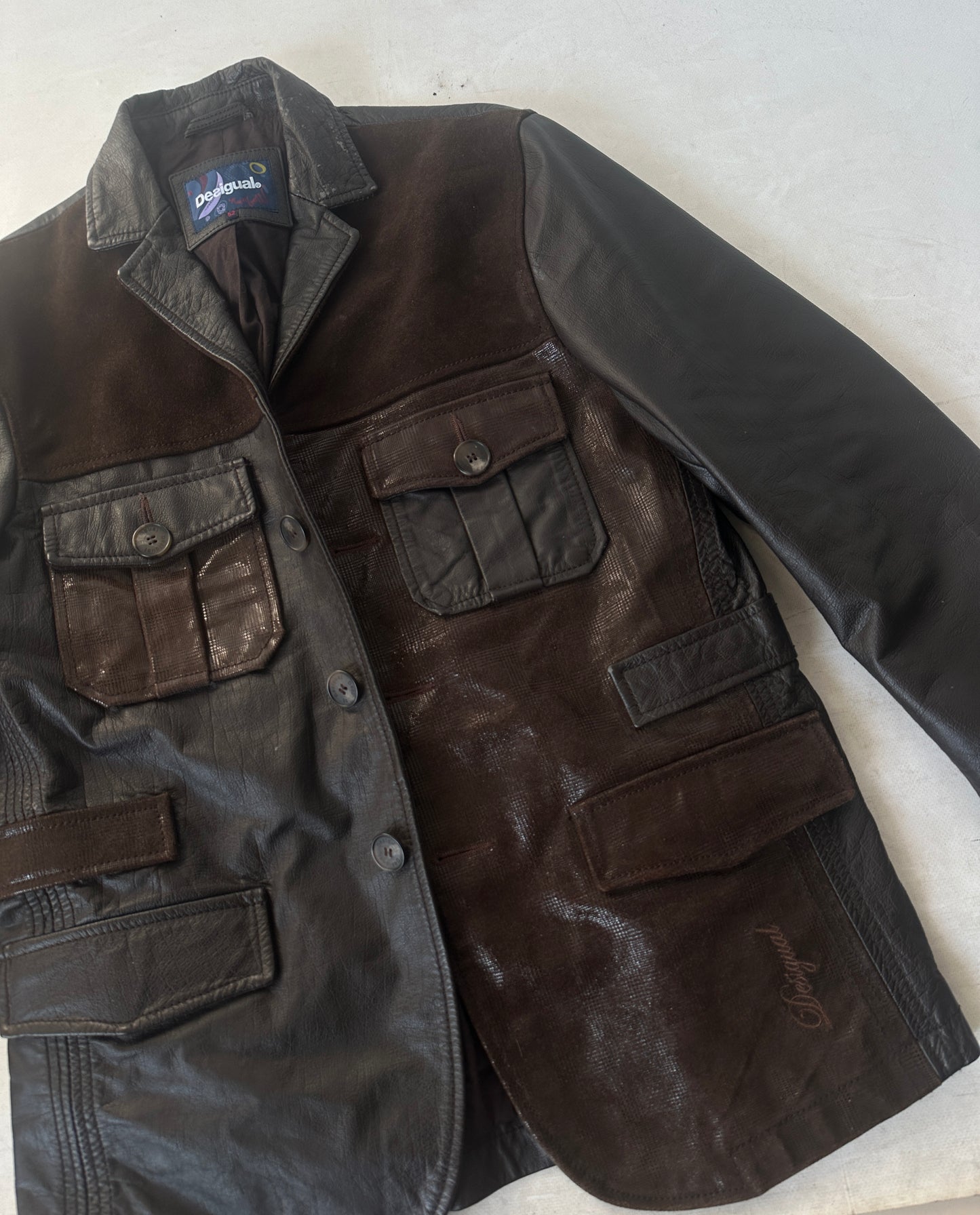 Chocolate brown and phyton utiliy jacket