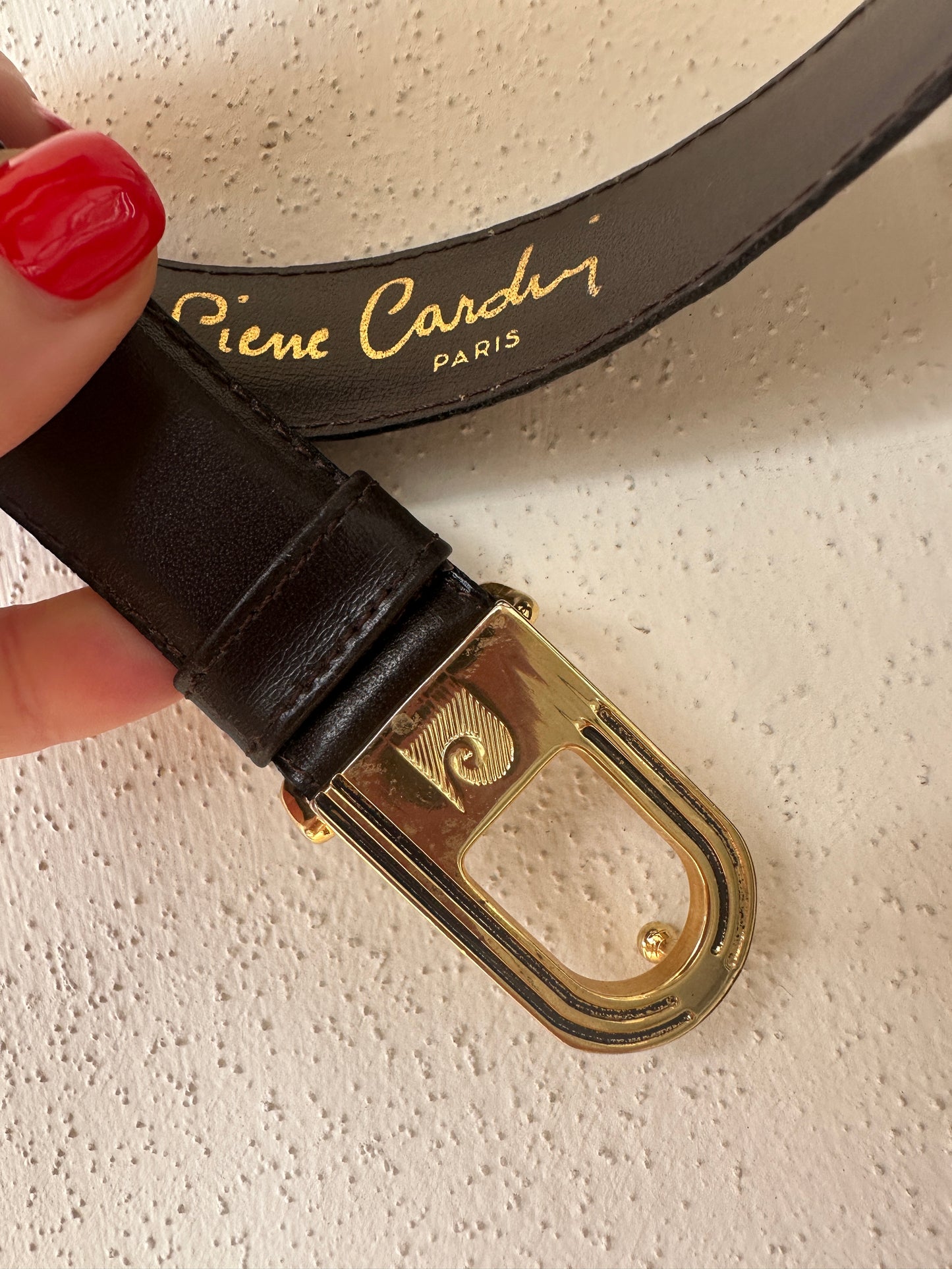 PIERRE CARDIN chocolate leather belt