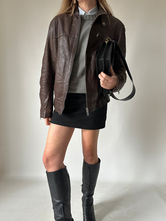 Beautiful chocolate leather biker