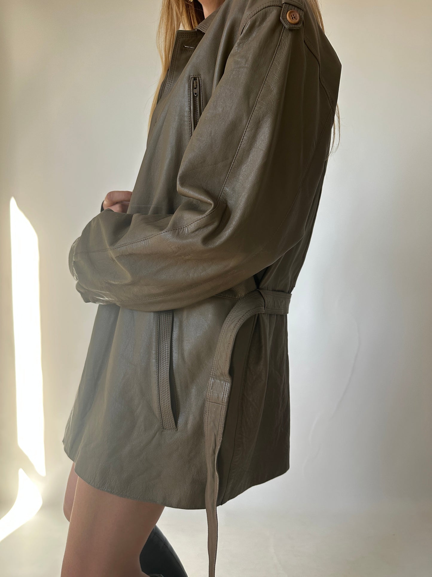 Utility leather jacket