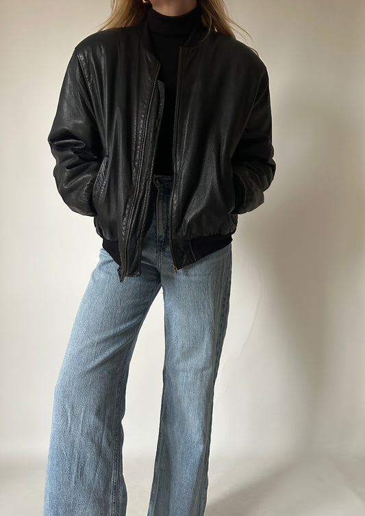 Bomber petite in pelle imbottito