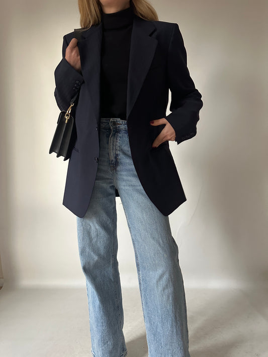 Navy pinstriped blazer