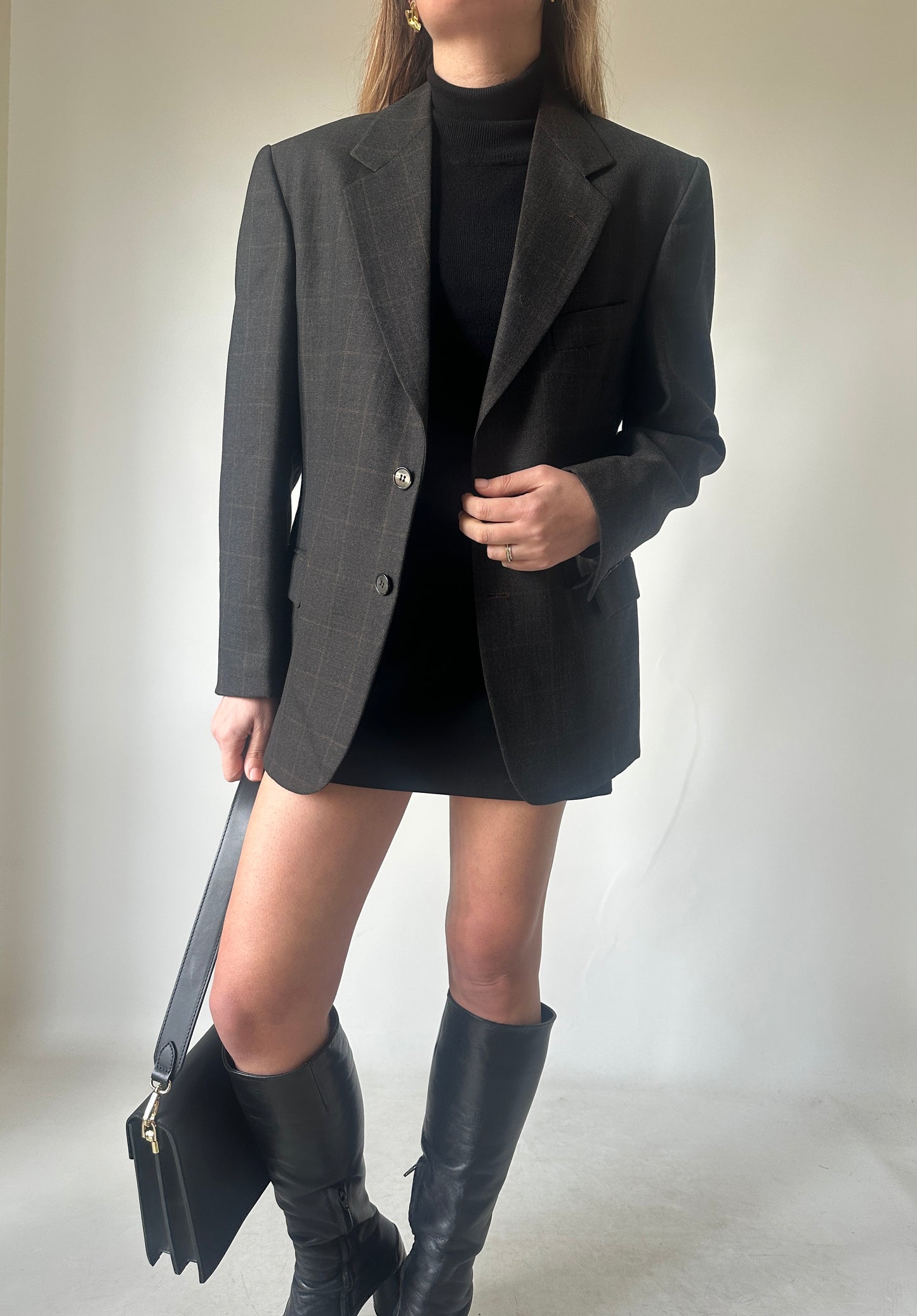 Minimal brown slim blazer