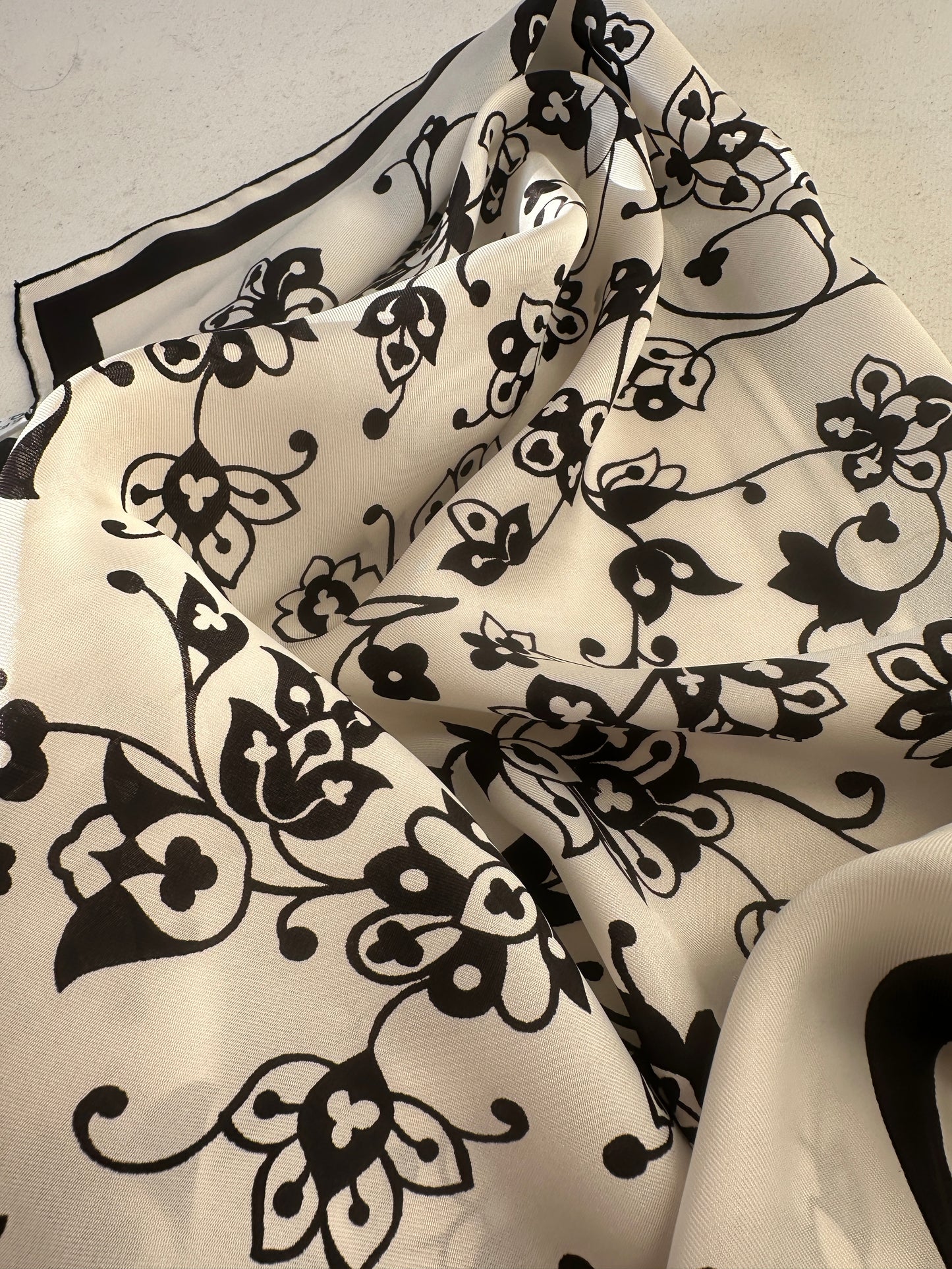 Black and white floral scarf