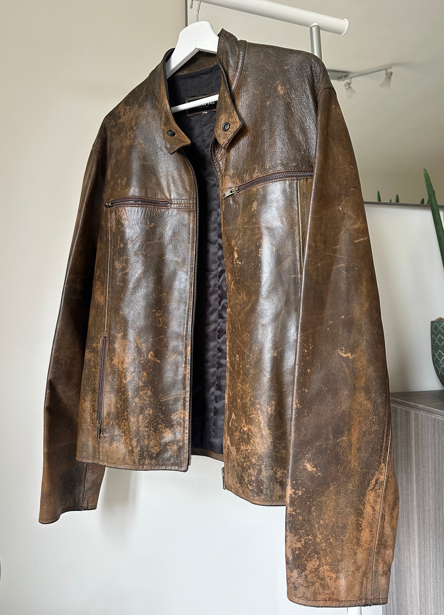 Dreamy distressed rusted leather biker