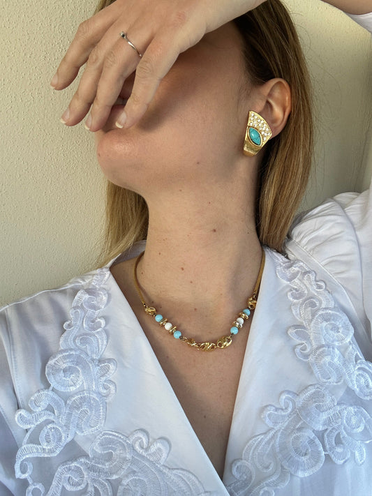 Orecchini strass e turchese - nuovi deadstock