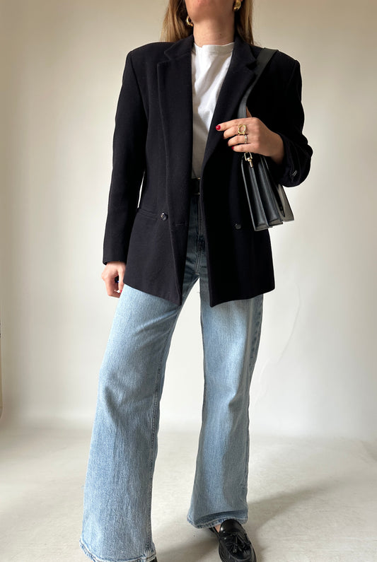 Navy wool caban