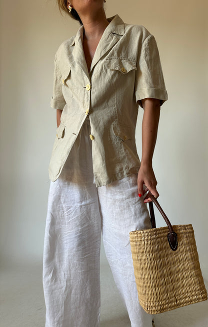 Pure 100% linen sahariana shirt
