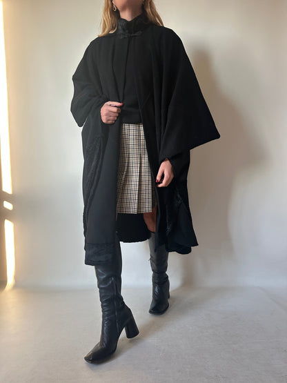 Luxury wool and astrakan poncho